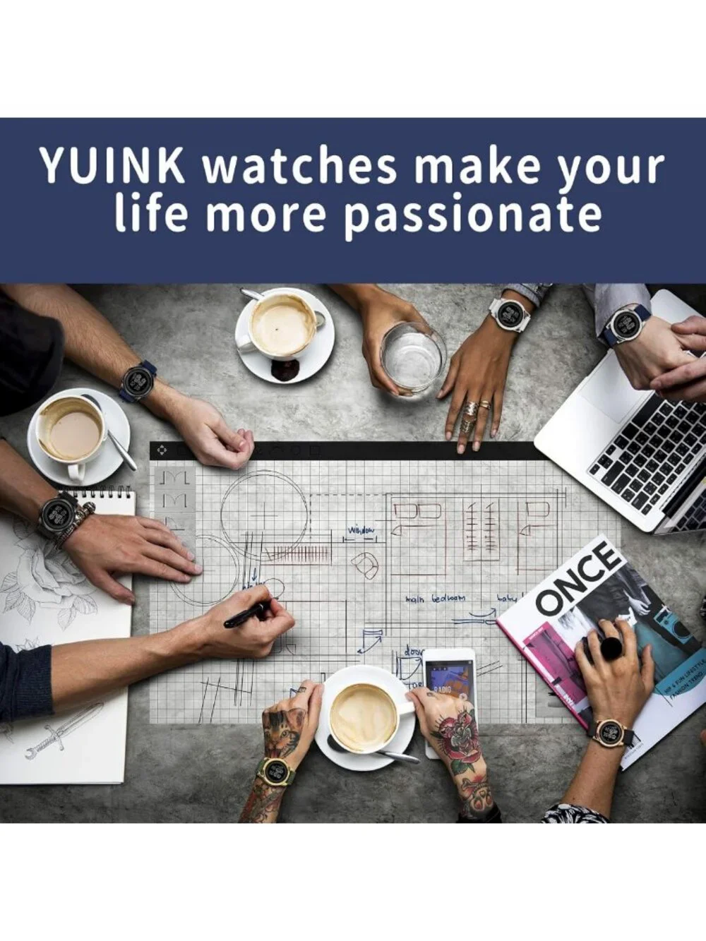 Ultra-Thin Waterproof Digital Sports Watch for Men & Women, Stainless Steel